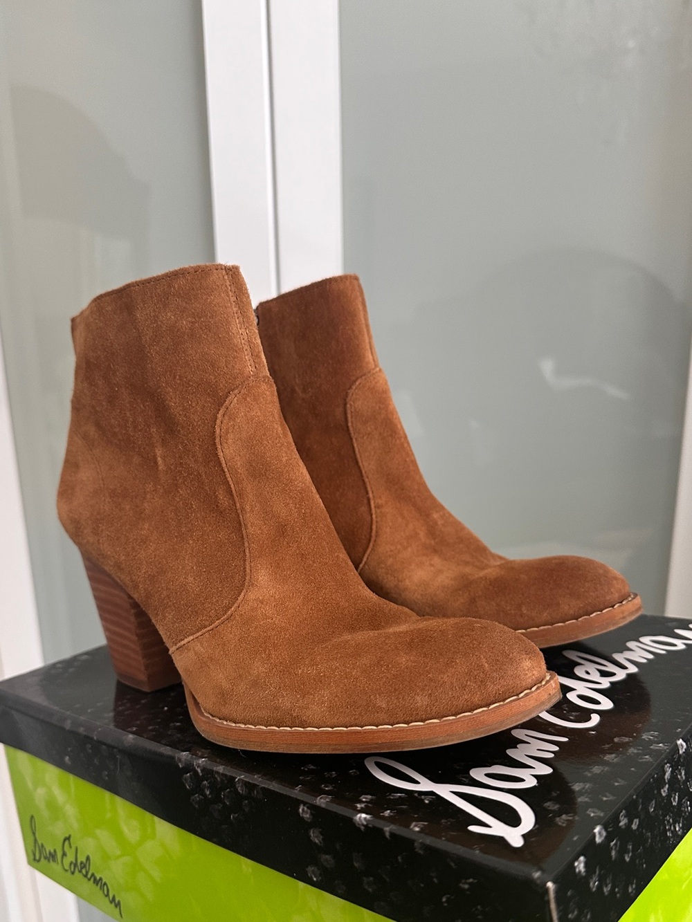 Sam Edelman Suede Ankle Boot in Cognac